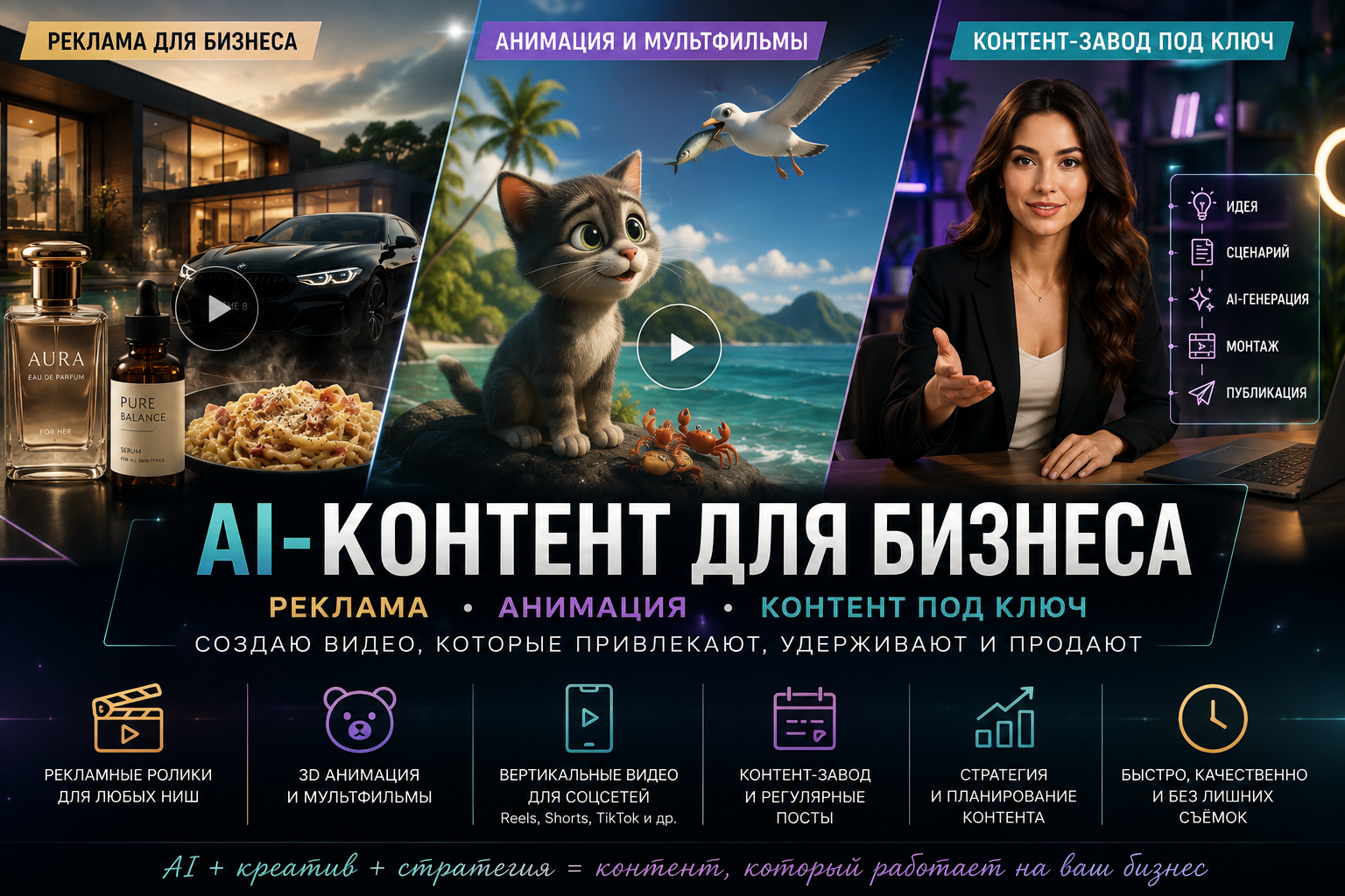 AI-контент для бизнеса: реклама, анимация и видео для соцсетей