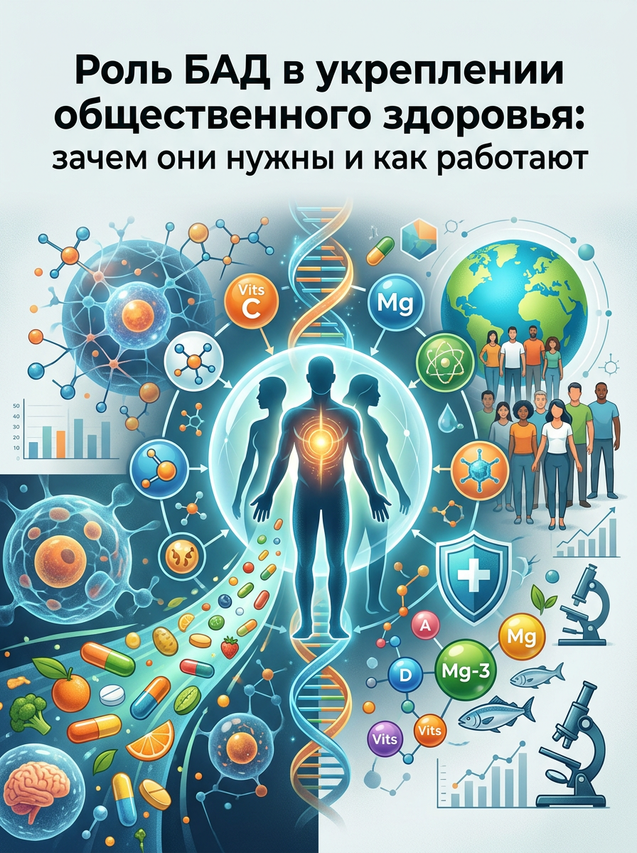 Сделать рерайт научной статьи для конференции, сайта, контента по направлению «Роль БАД в укреплении общественного здоровья»
