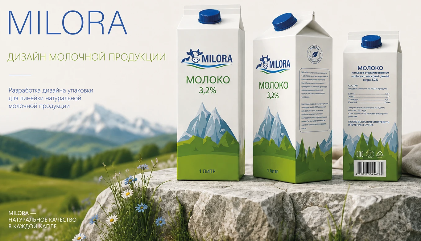 MILORA — Дизайн упаковки молочной продукции