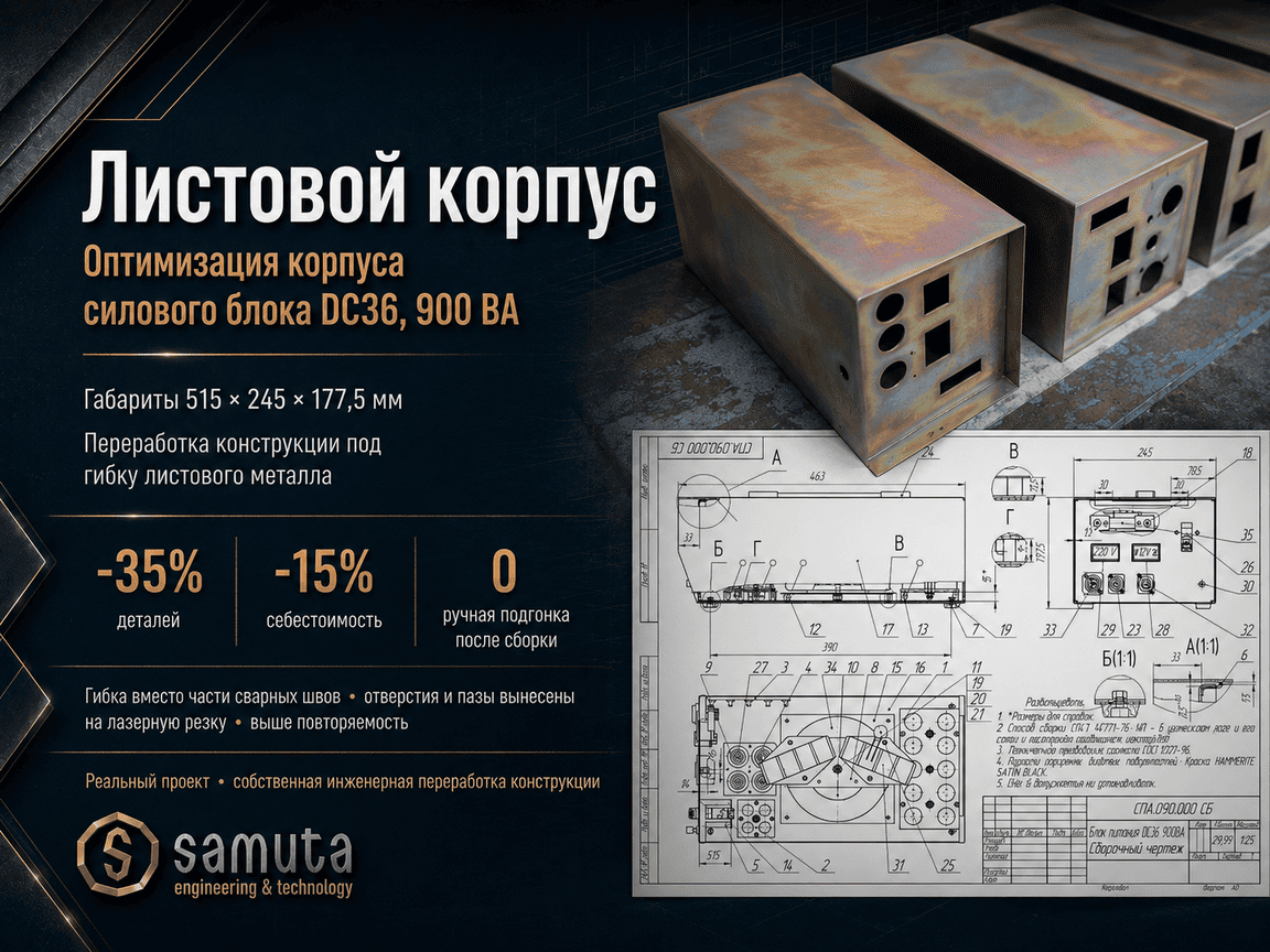 Оптимизация листового корпуса DC36 900 ВА: снижение себестоимости до 35%