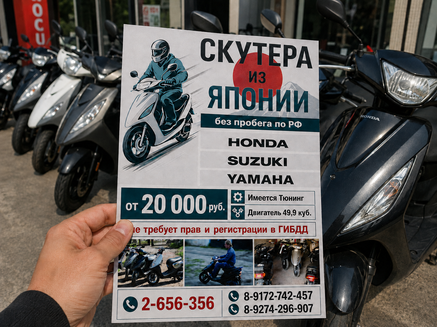 Скутеры из Японии — дизайн рекламной листовки