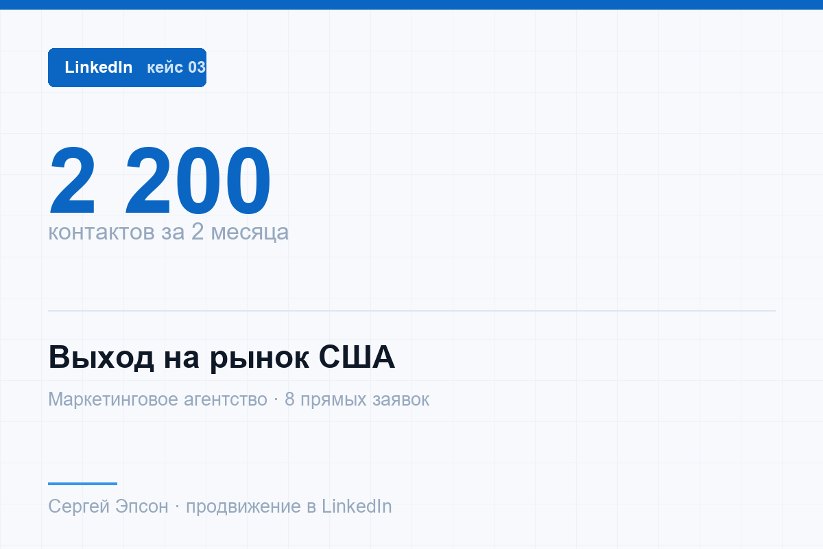 LinkedIn: 2 200 контактов и 8 заявок — выход в США