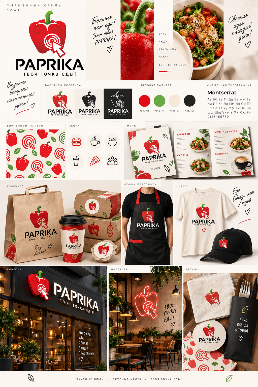 Разработка логотипа и  фирменного стиля для современного городского кафе PAPRIKA