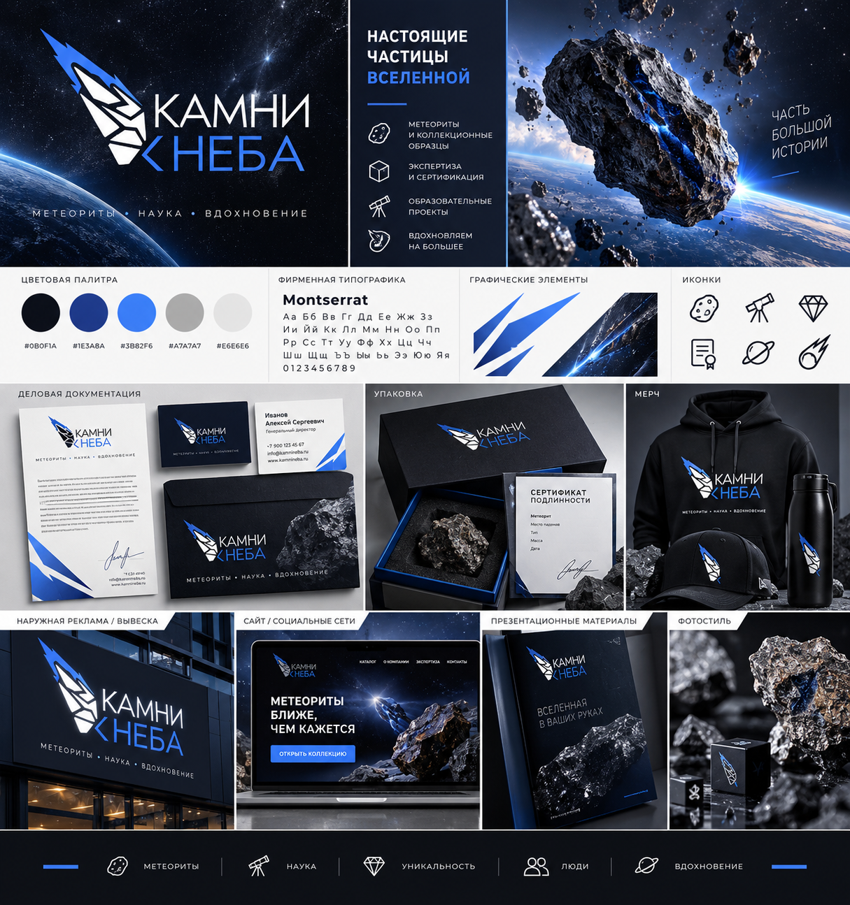 Разработка логотипа и фирменного стиля для компании «Камни с неба»