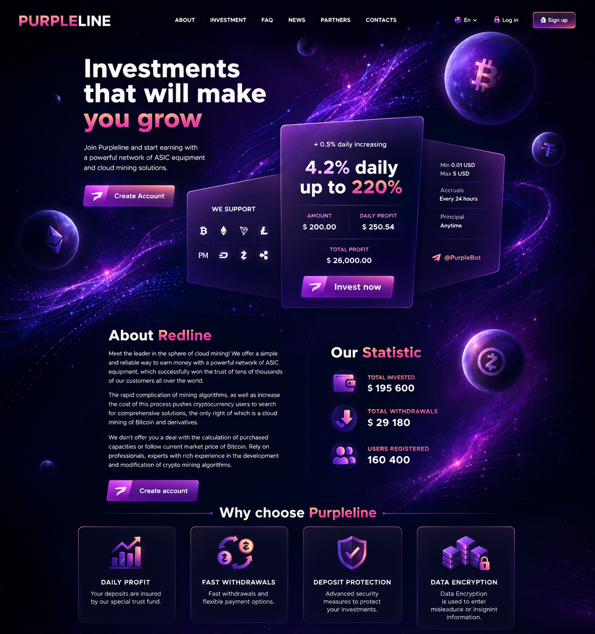 Разработка сайта для компании крипто-инвестиций