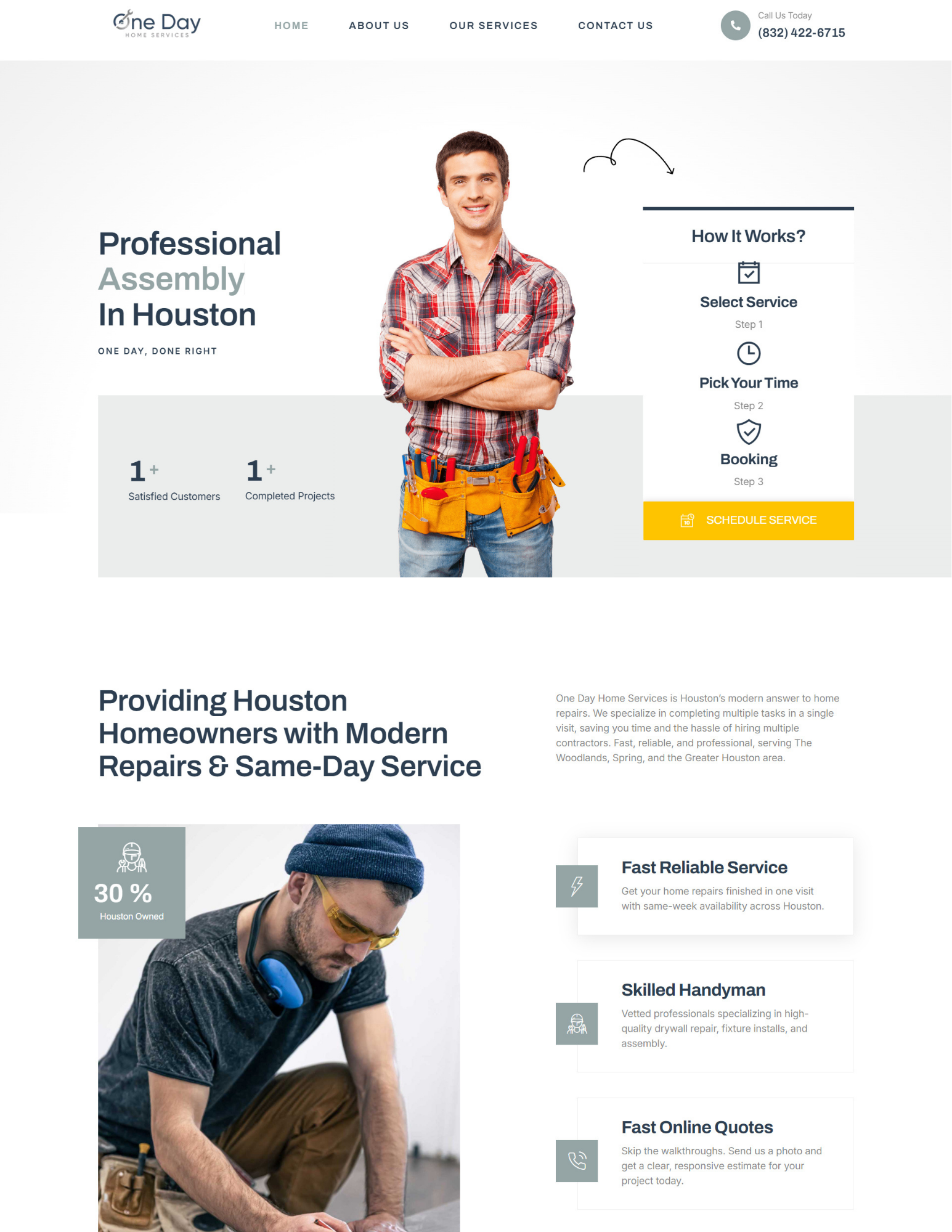 Разработка 3 сайтов под ключ на WordPress для строительного бизнеса в США (Houston, TX)