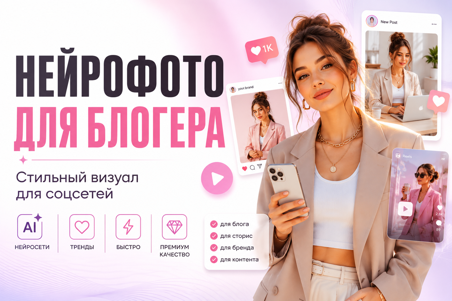 Нейрофотосессия для блогера и соцсетей