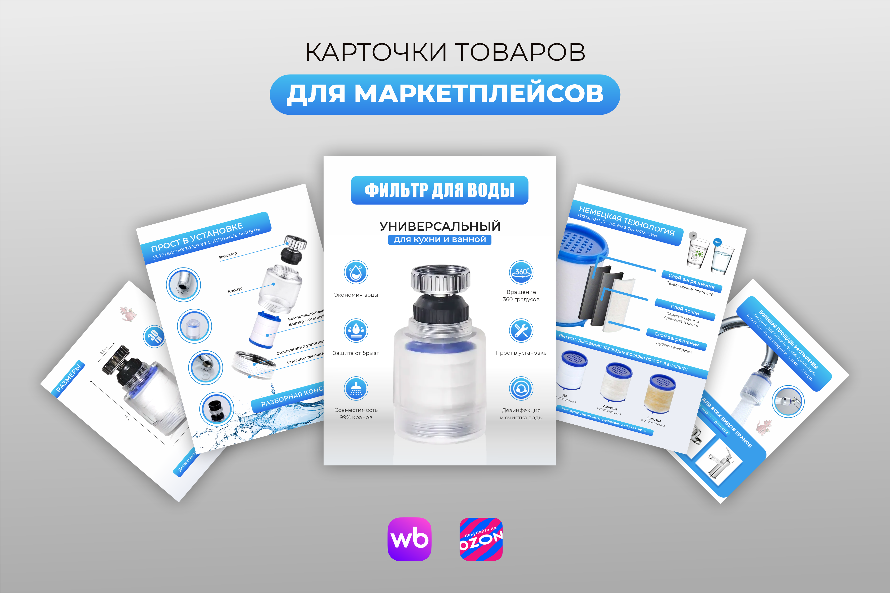 Карточки товаров (инфографика) для маркетплейсов