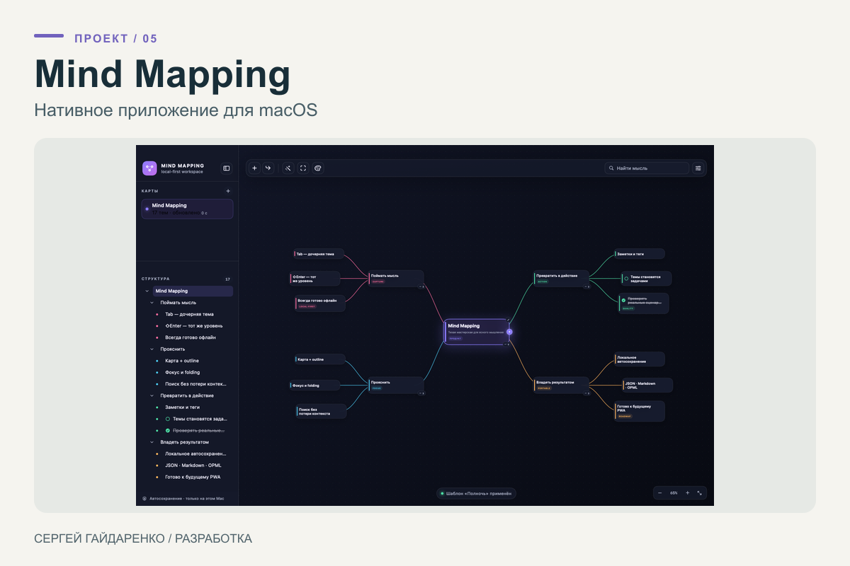 Mind Mapping: нативное macOS-приложение для карт мыслей, заметок и задач