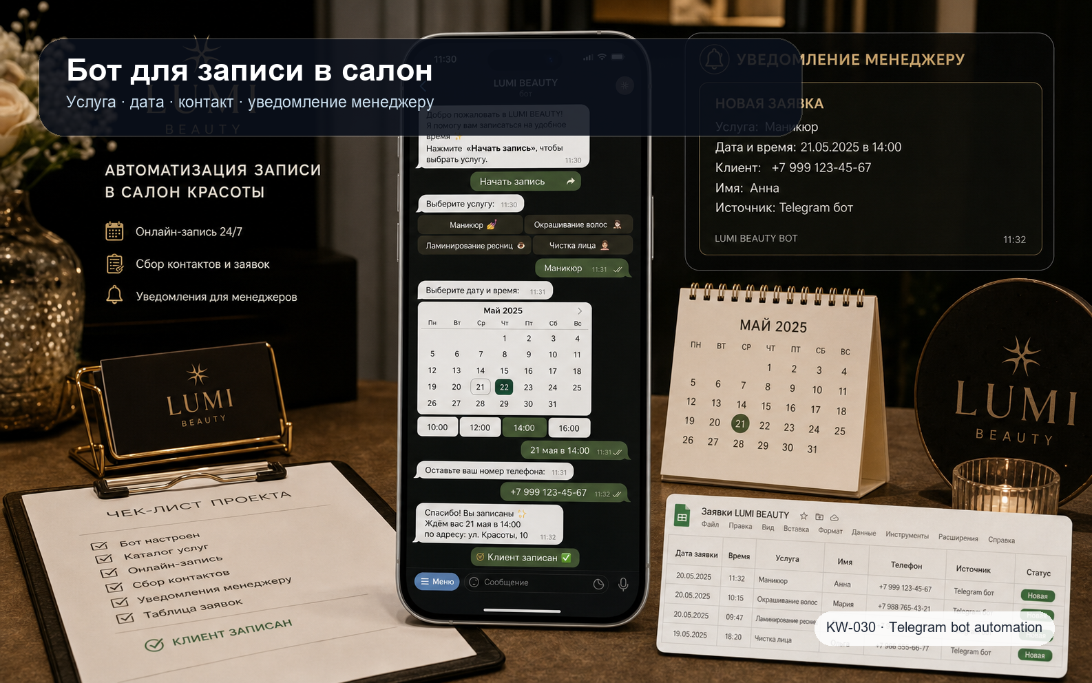 Telegram-бот записи в салон — сценарий и интерфейс