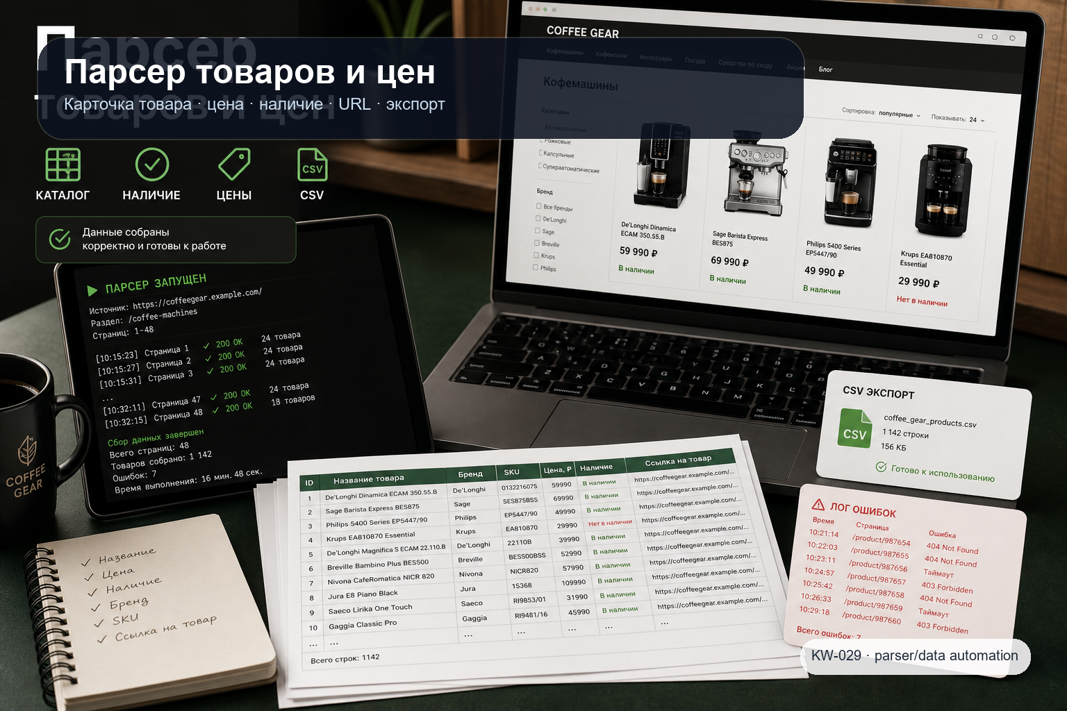 Сбор товарных данных — пример структуры результата