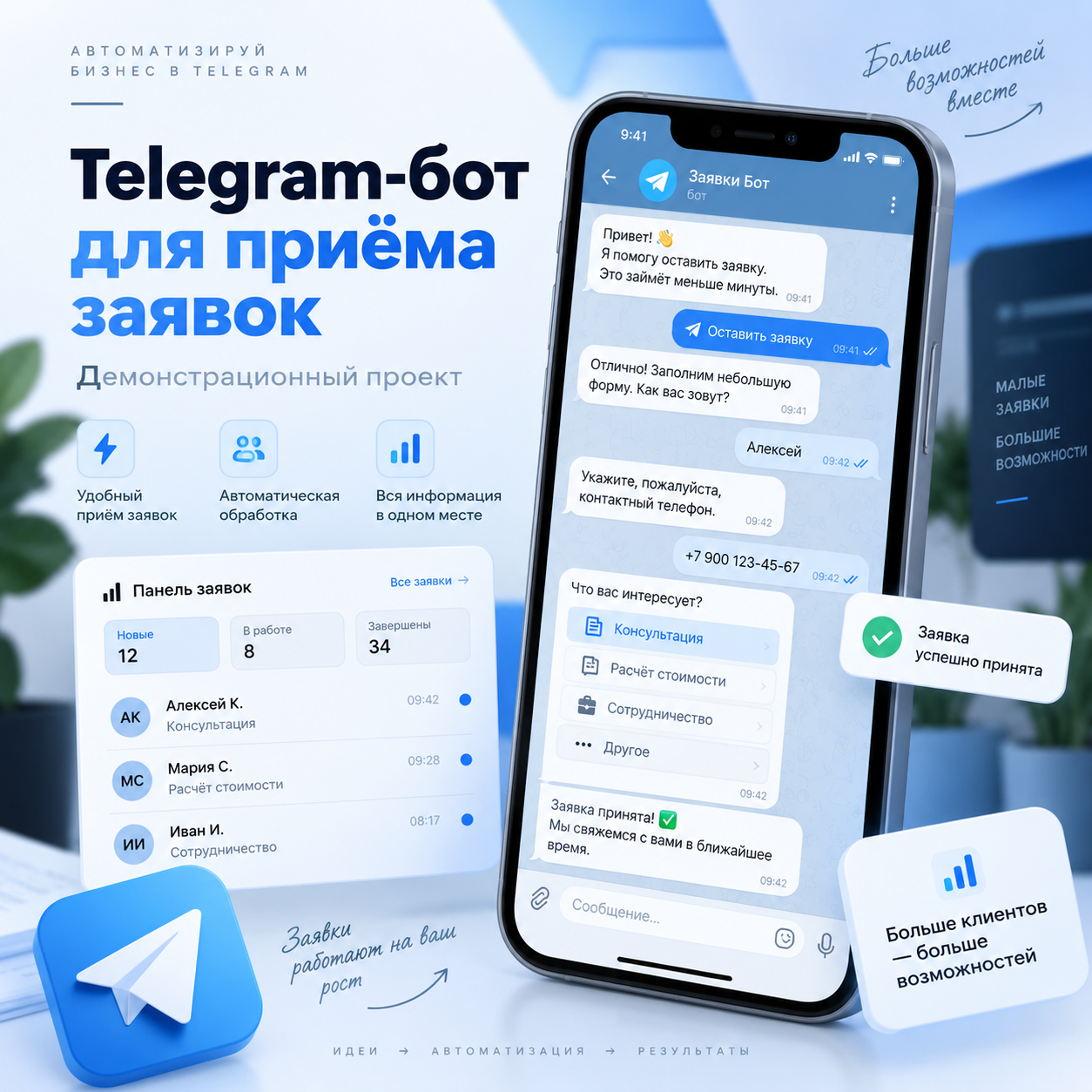 Telegram-бот для приёма заявок - демонстрационный проект.