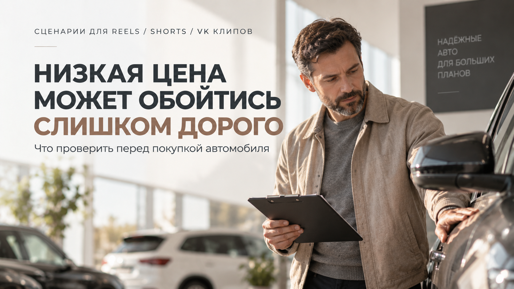 Серия сценариев коротких видео для автосалона: Reels / Shorts / VK Клипы