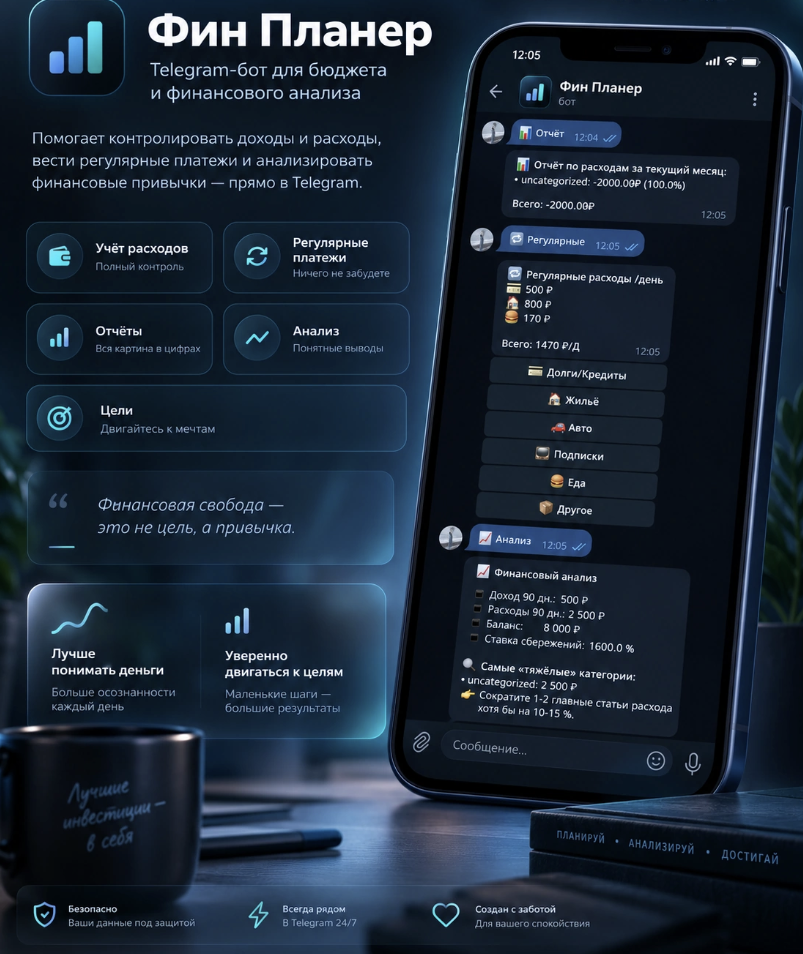 Telegram-бот Fin Planner: доходы, расходы, бюджет и финансовые отчёты