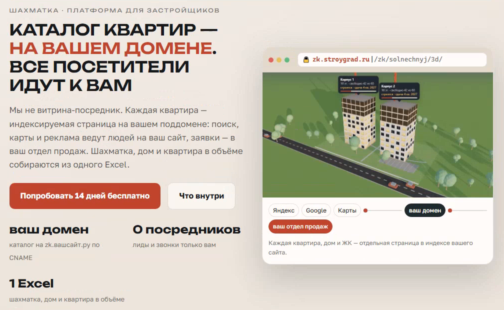 Шахматка квартир для застройщика: каталог, кабинет и автоматические фиды