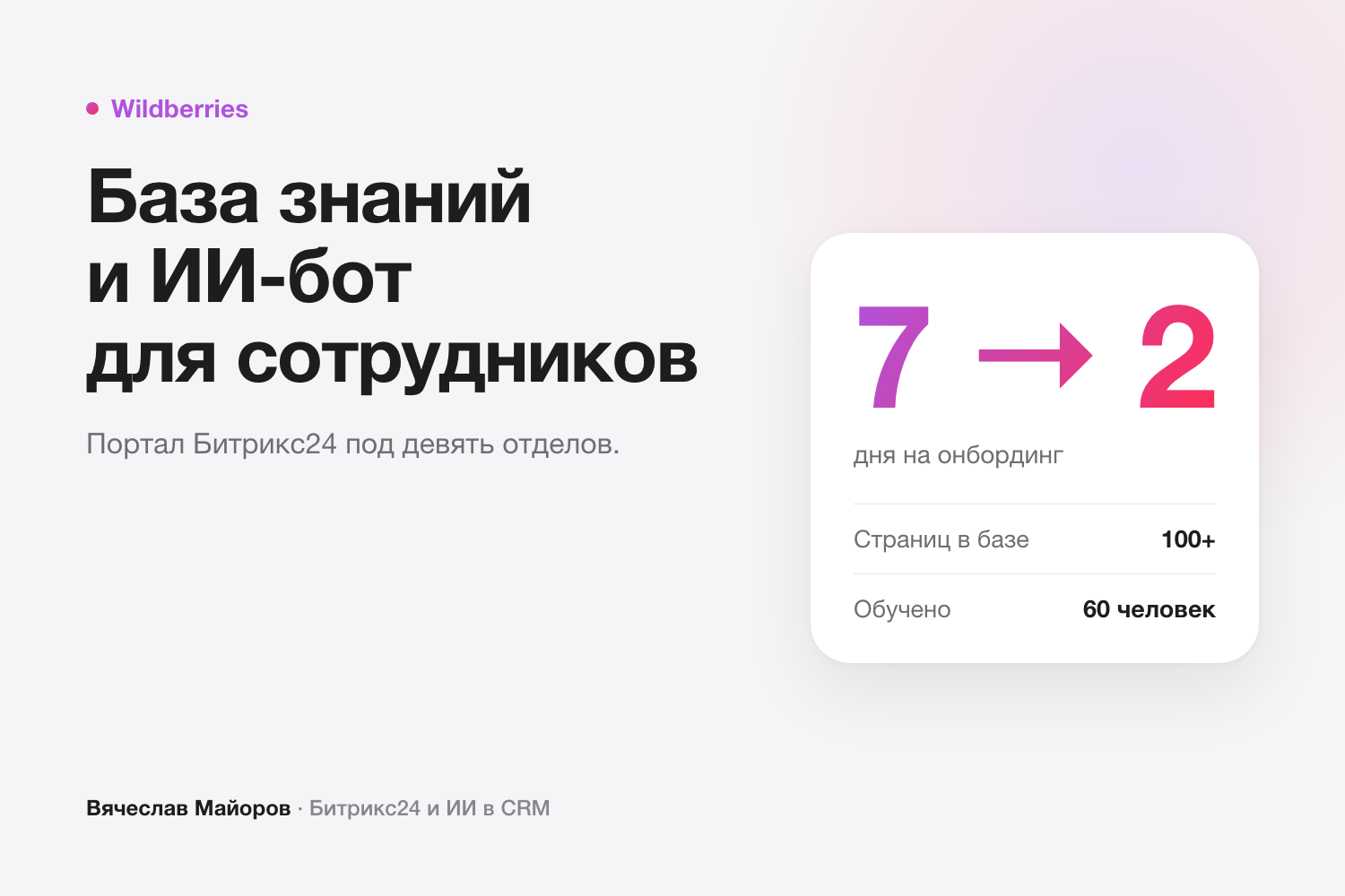 База знаний и ИИ-бот поддержки сотрудников в Битрикс24 Wildberries: онбординг с 7 дней до 2