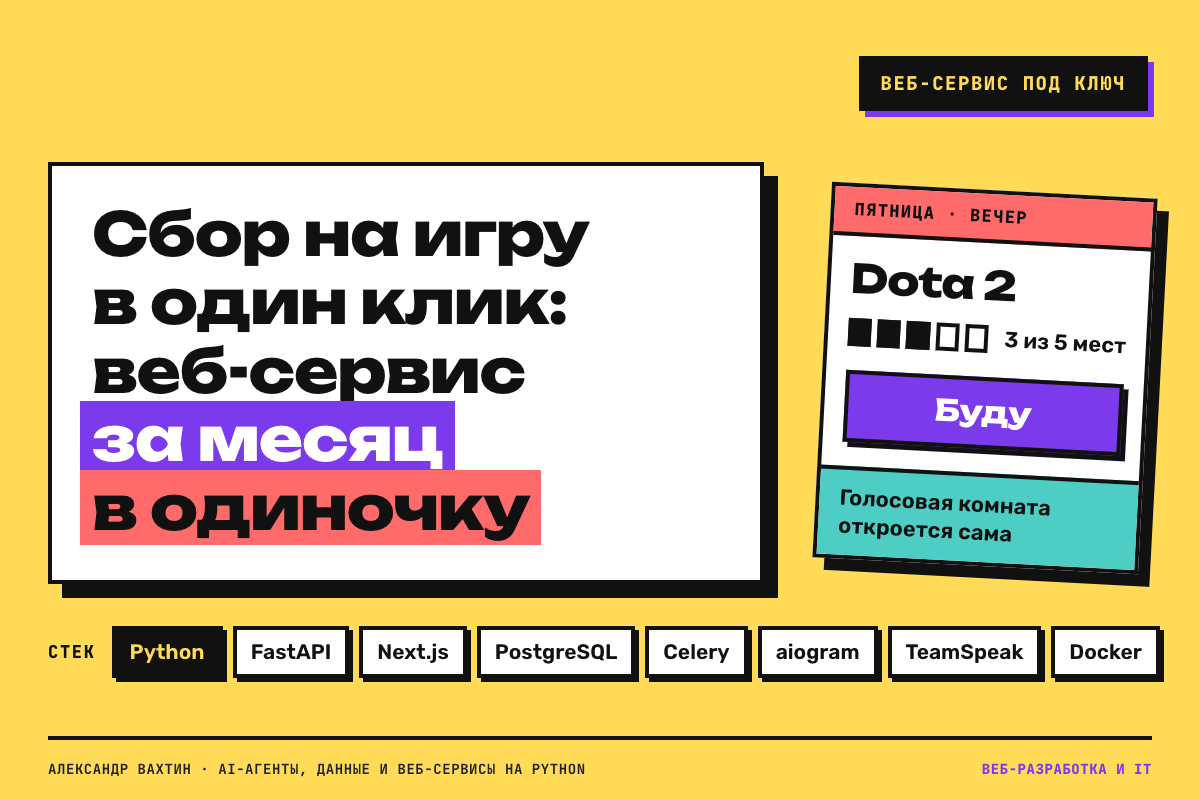 Сбор на игру в один клик: веб-сервис за месяц в одиночку