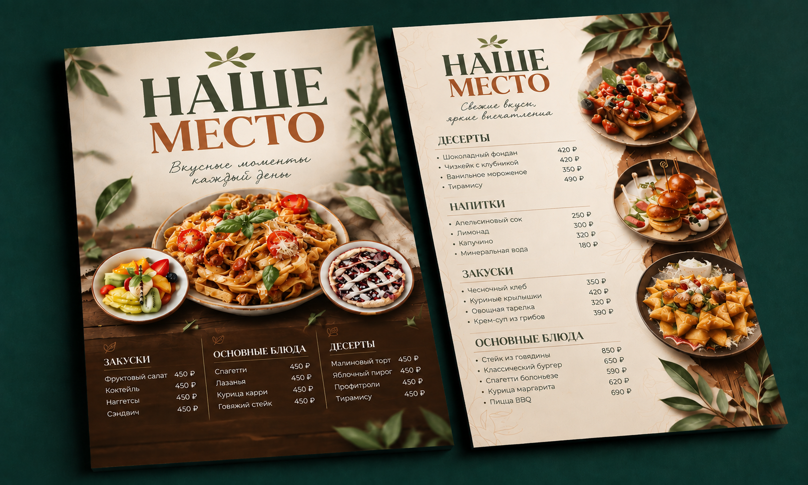 Разработка дизайна меню для ресторана НАШЕ МЕСТО