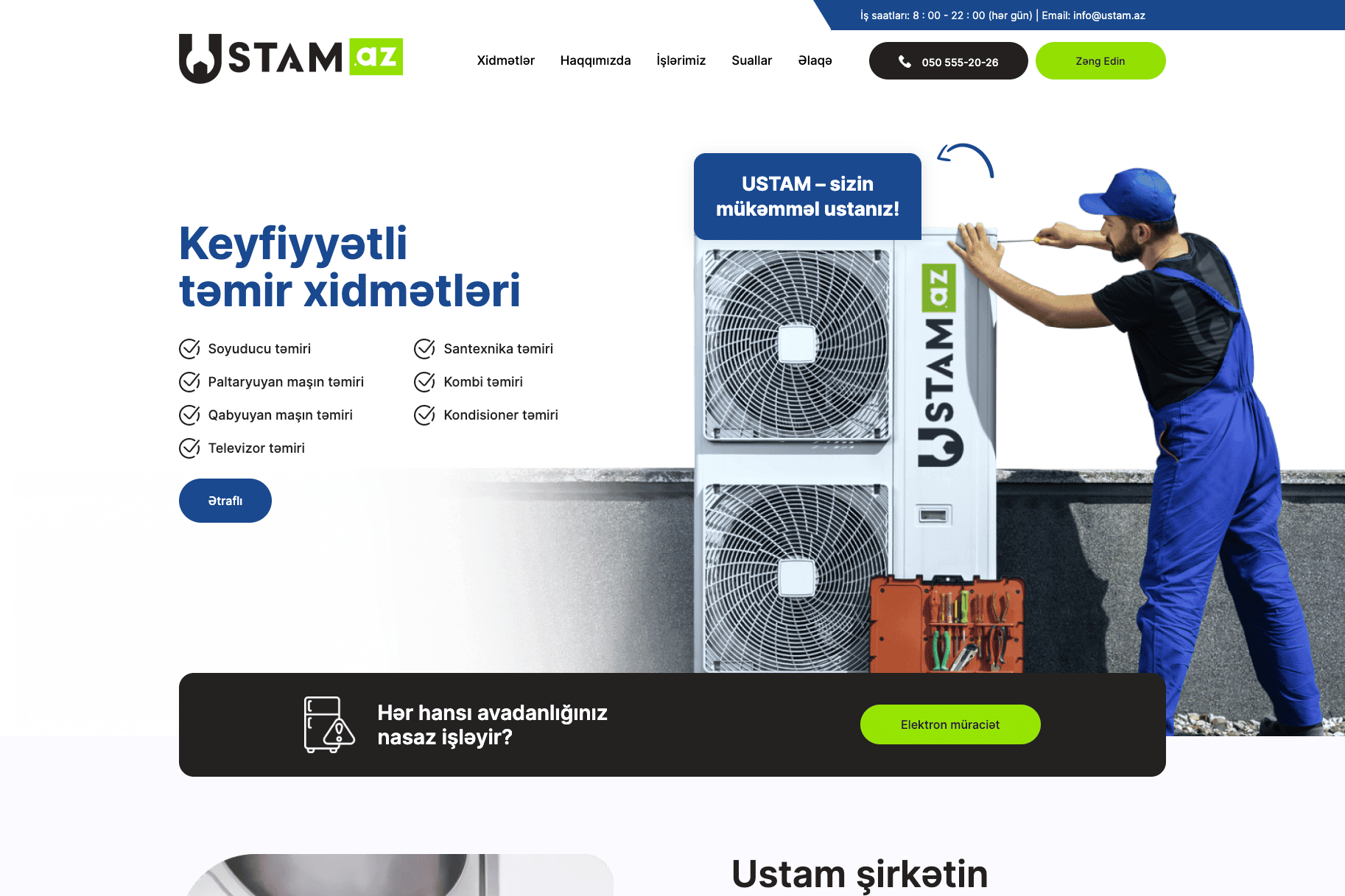 USTAM.az — сайт сервиса мастеров