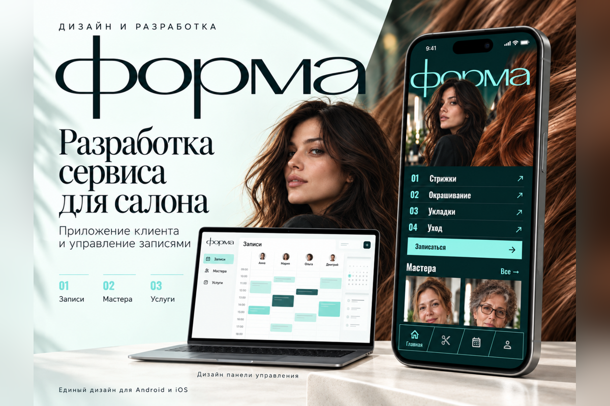 Форма: приложение салона красоты в собственном бренде, учёт остаётся в YCLIENTS