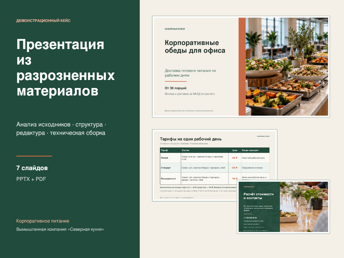 B2B презентация для службы доставки обедов в компании