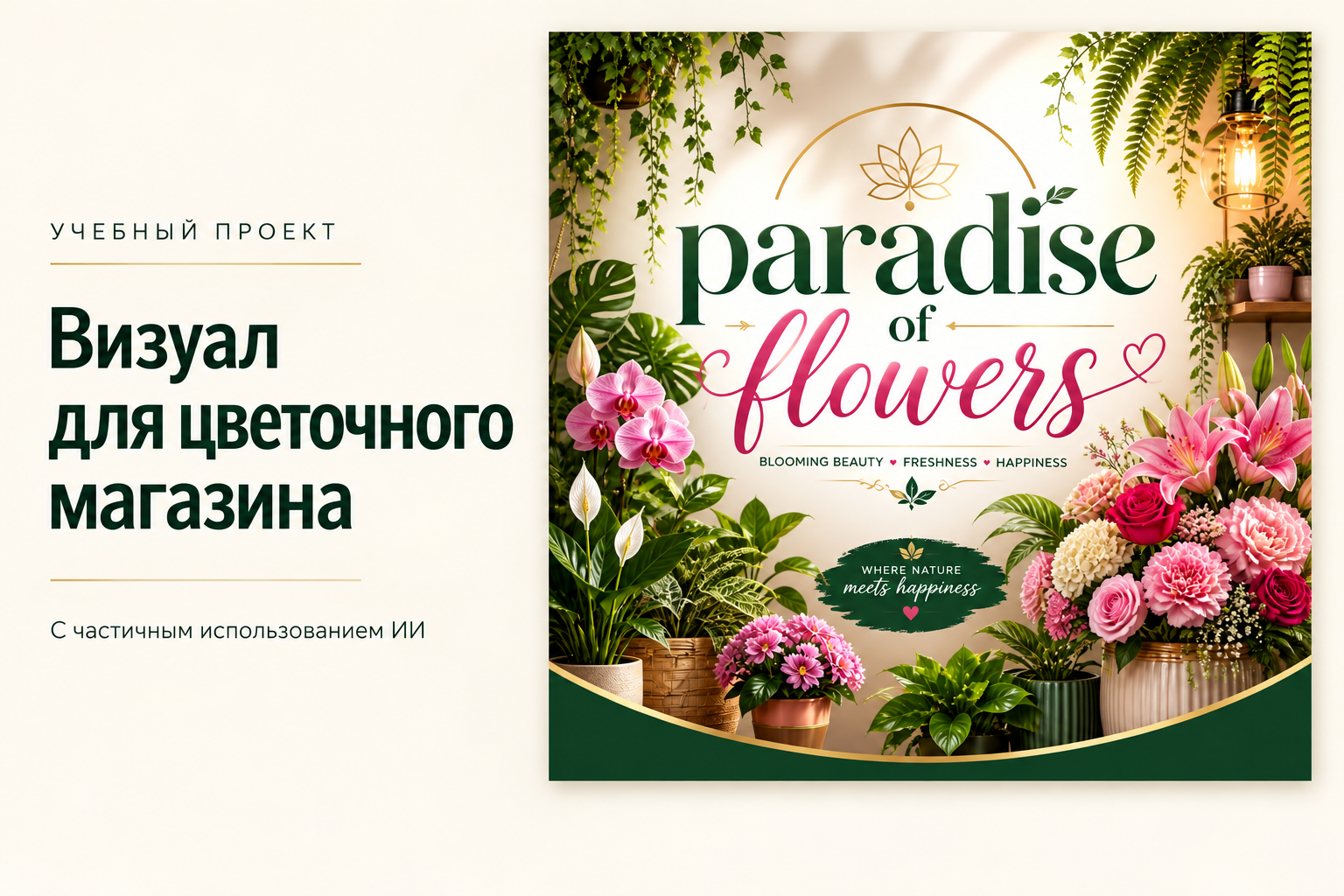 Визуал для цветочного магазина Paradise of Flowers — учебный проект