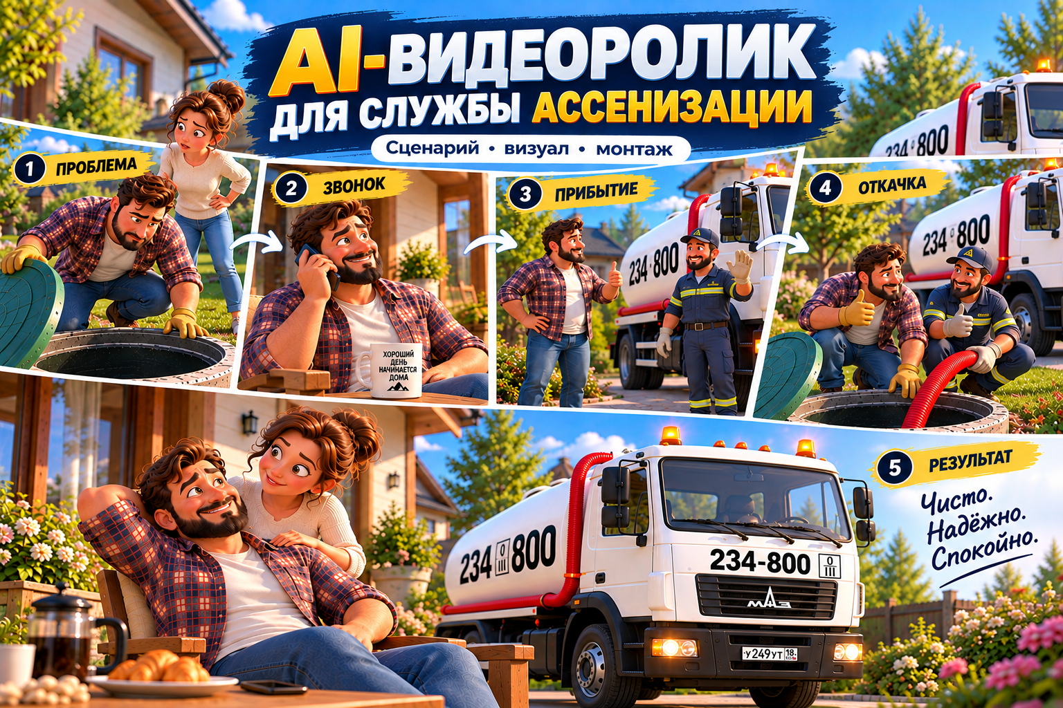 ИИ-Видеоролик для службы ассенизации из Ижевска