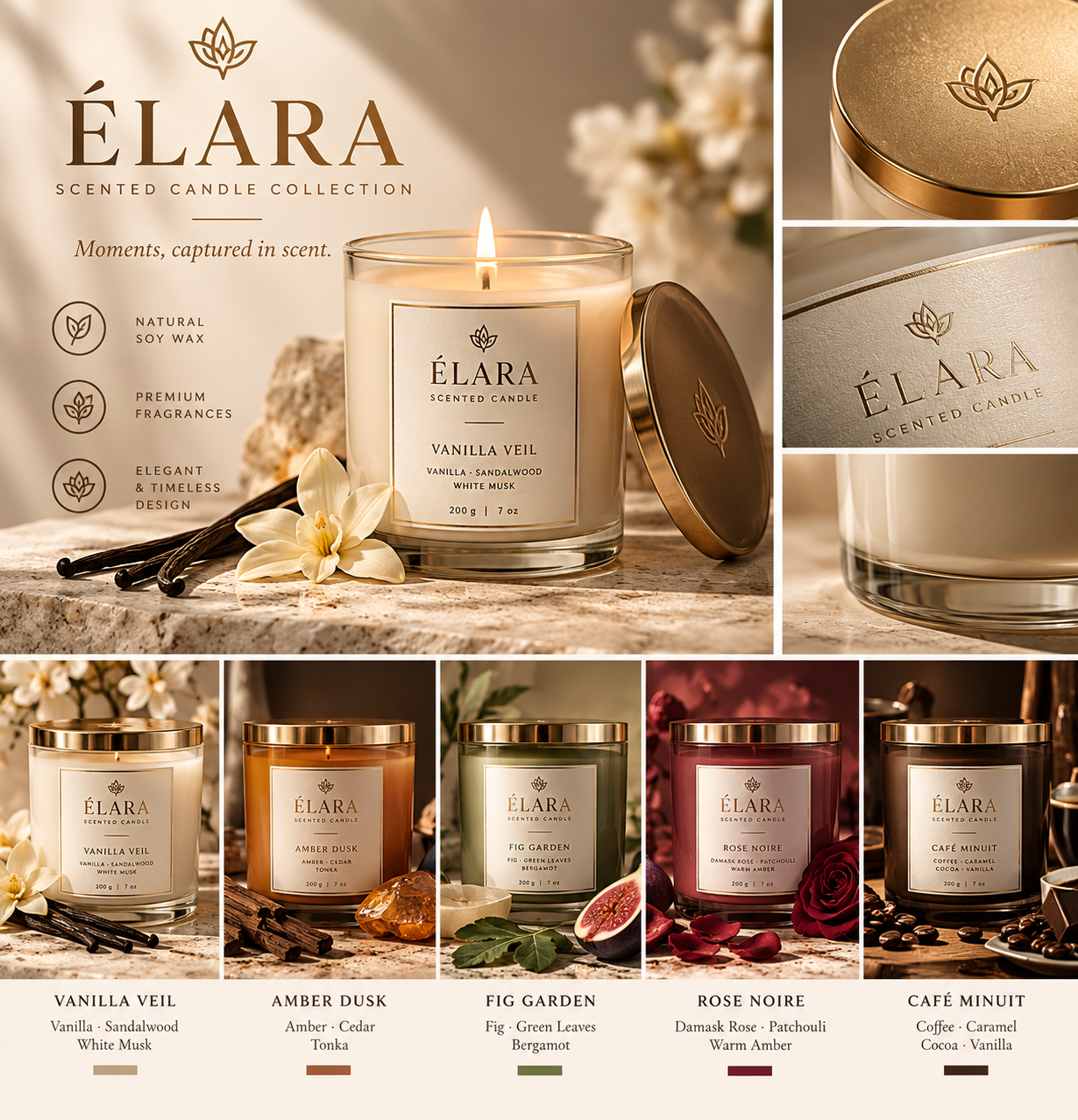 ÉLARA — рекламная кампания для бренда ароматических свечей