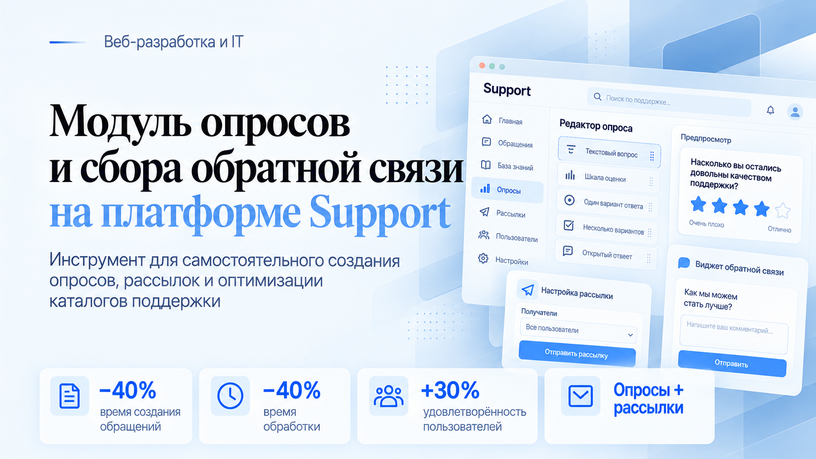Модуль опросов и сбора обратной связи на платформе Support для X5 Tech