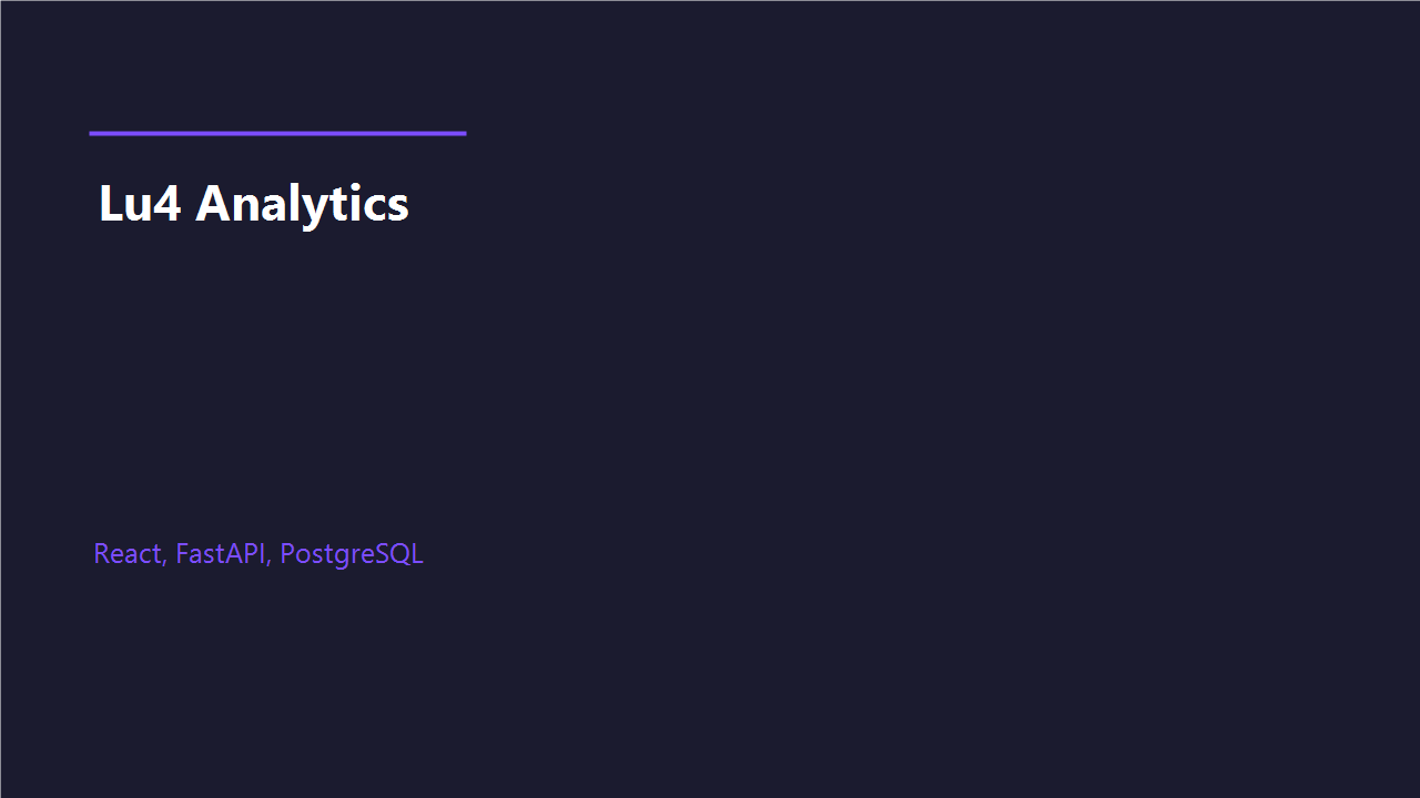 Lu4 Analytics - каталог с поиском и фильтрами: React, FastAPI, PostgreSQL