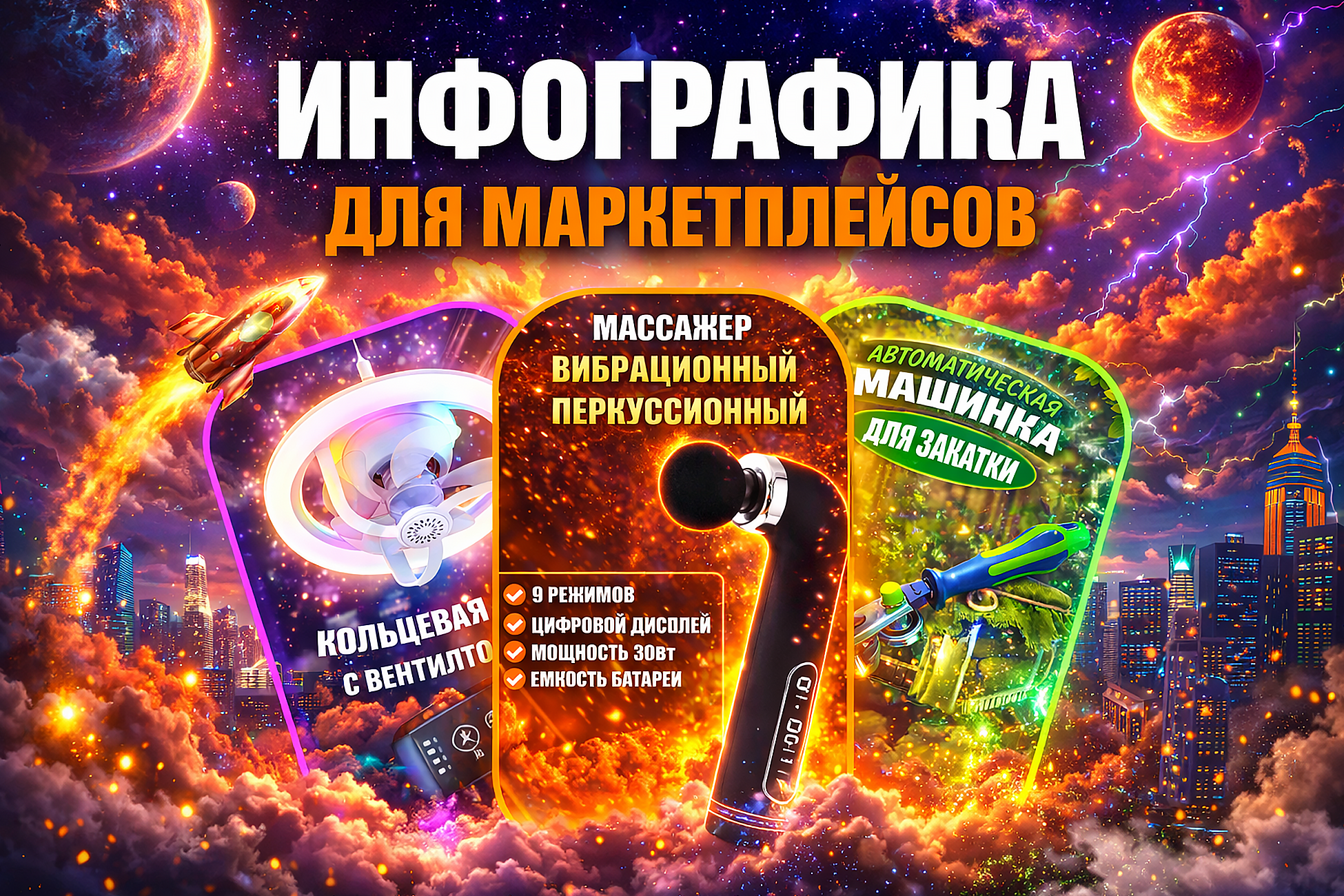 Инфографика и карточки товаров для маркетплейсов (Wildberries, Ozon)
