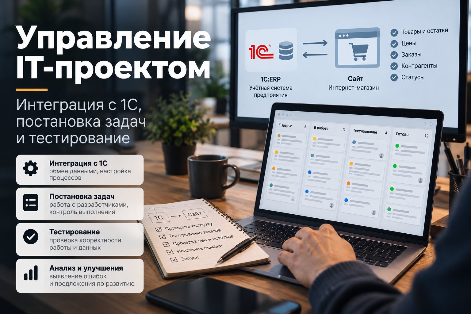 Управление IT-проектом: интеграция с 1С, постановка задач и тестирование