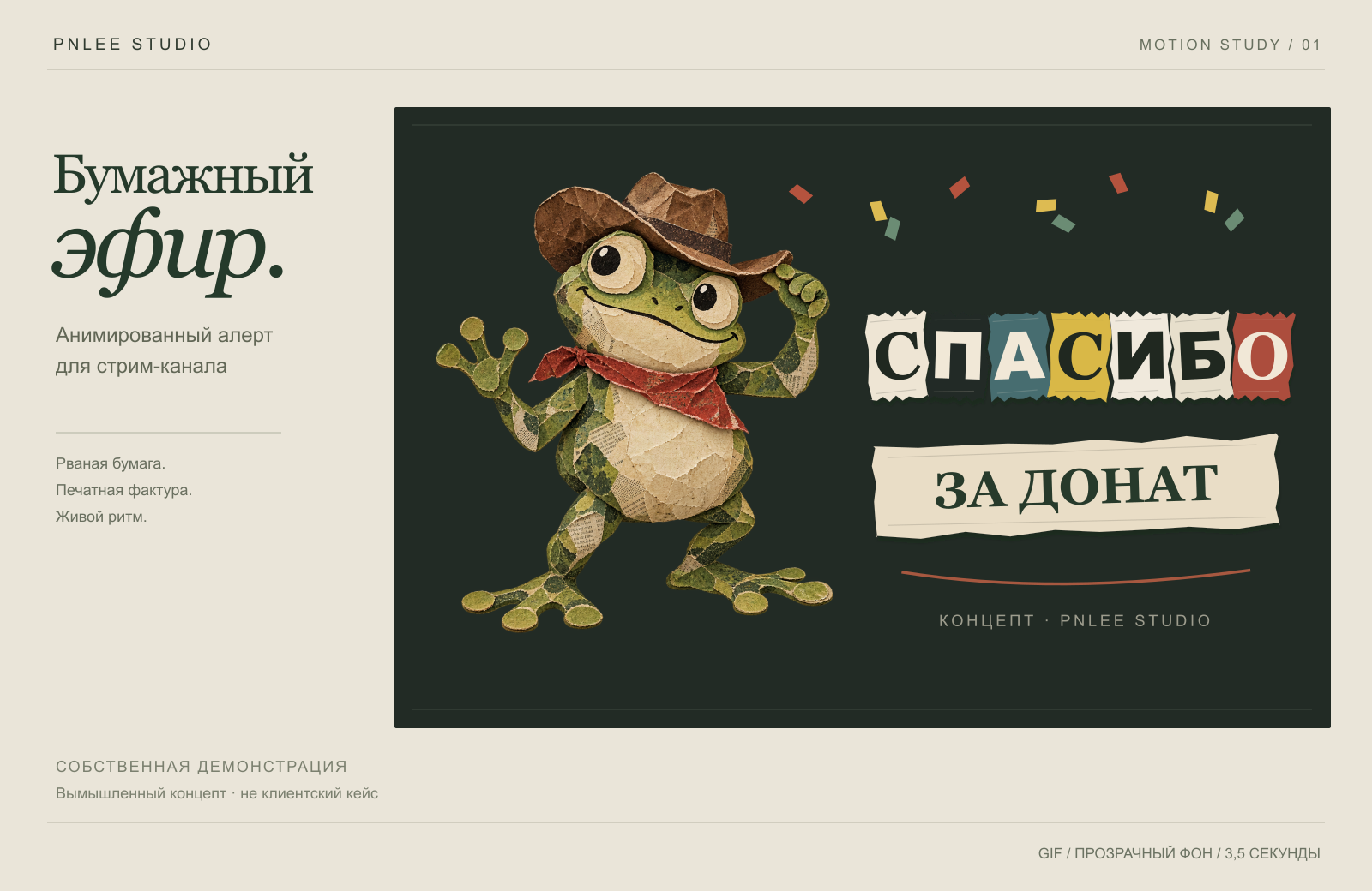 Бумажный эфир — концепт анимированного алерта для Twitch