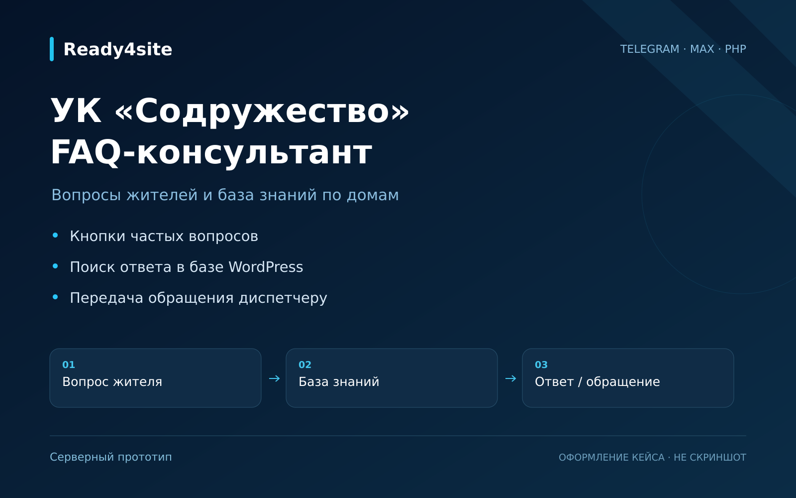 УК «Содружество» — FAQ-консультант для Telegram и MAX