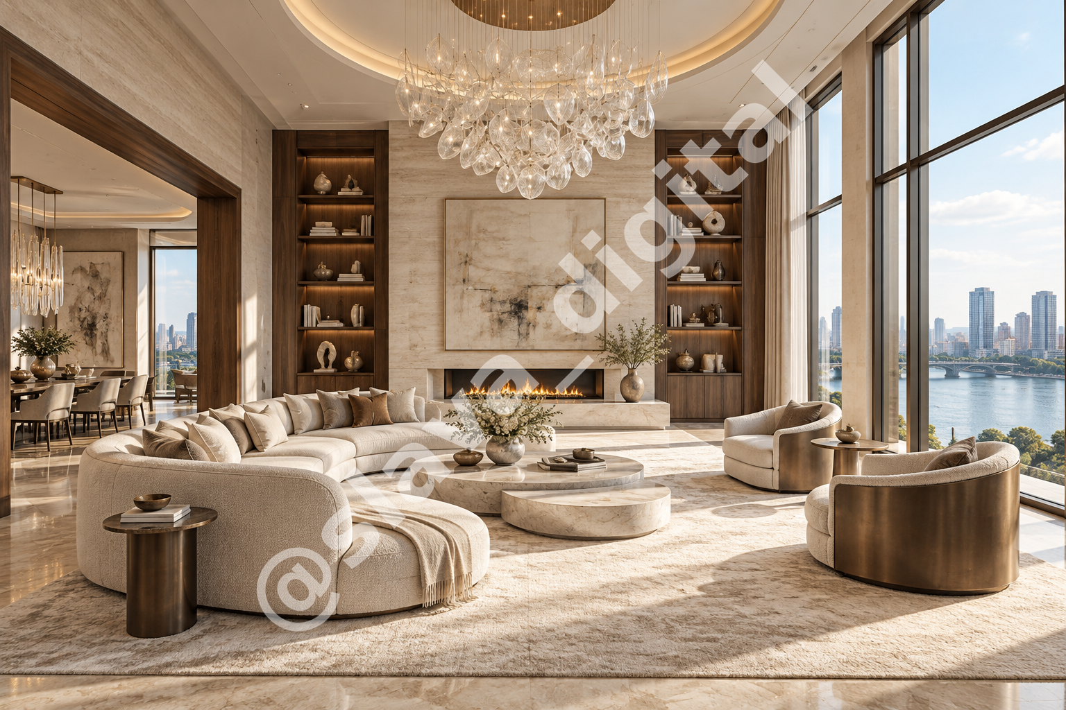Интерьер квартиры 280 м² с потолками 4,5 м