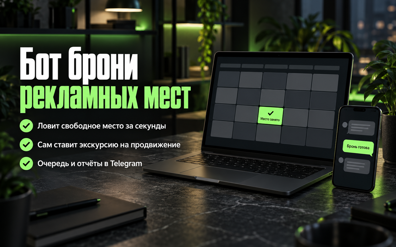 Бот для брони рекламных мест на агрегаторе экскурсий Tripster: сам ловит свободное место и ставит экскурсию на продвижение, управление через Telegram