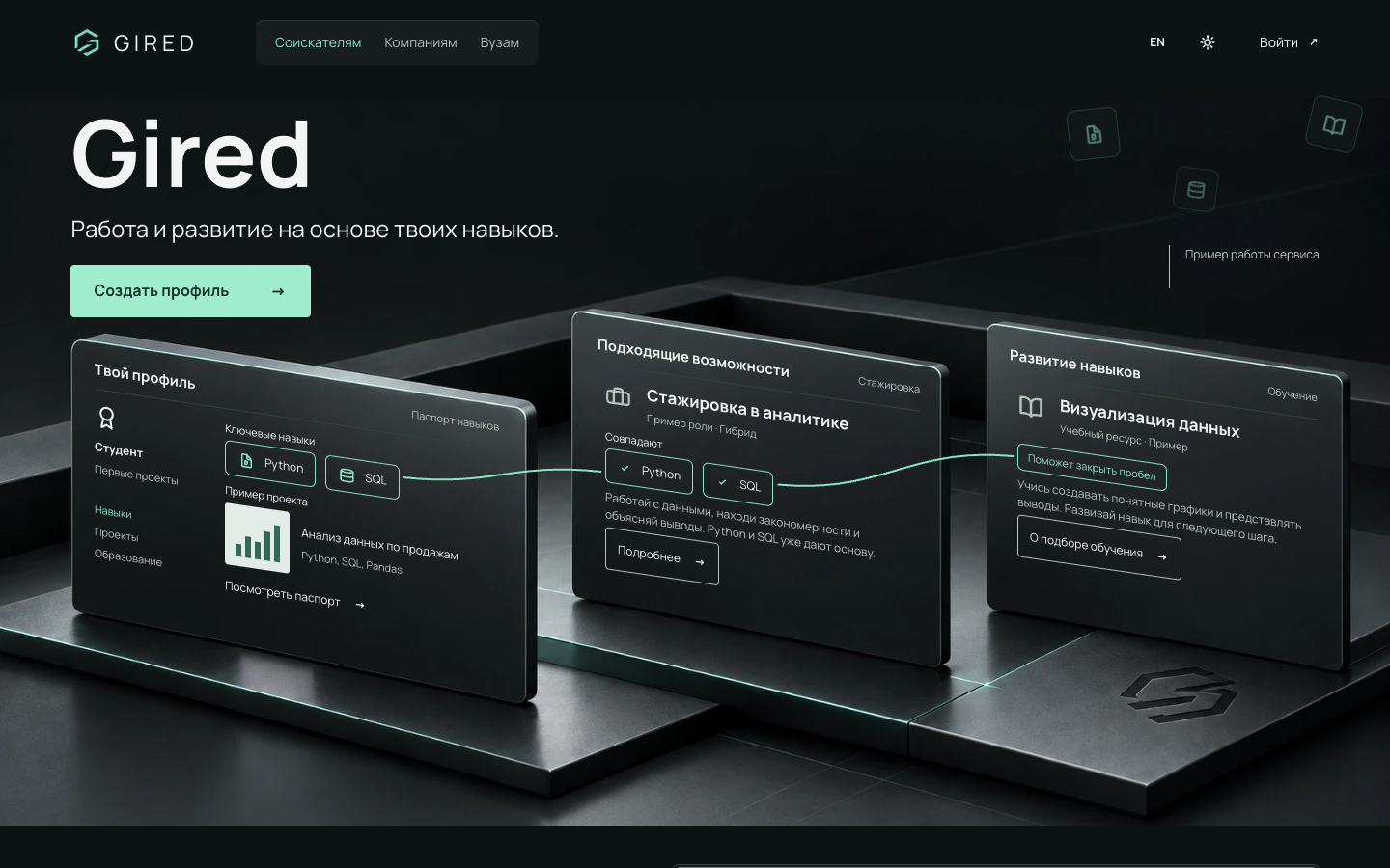 Gired — карьерная платформа: данные, поиск и подбор возможностей