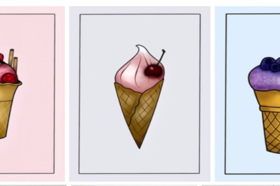 Продаю: Серия из трех иллюстраций  "Мороженое" -   товар id:1842