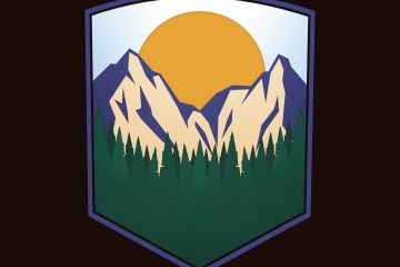 логотип горы, закат, рассвет