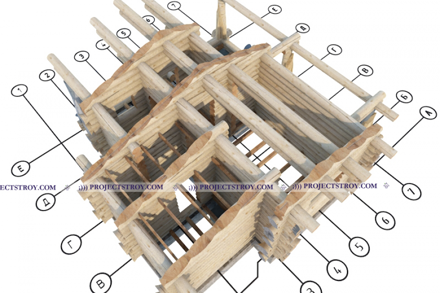 Проект деревянного строения с разбревновкой Ат венцы 380 руб.  за 15 дней.. Projectstroy