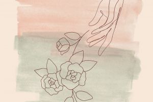 Персиковый и Зеленый Нарисованный вручную Акварель Общие Поздрав