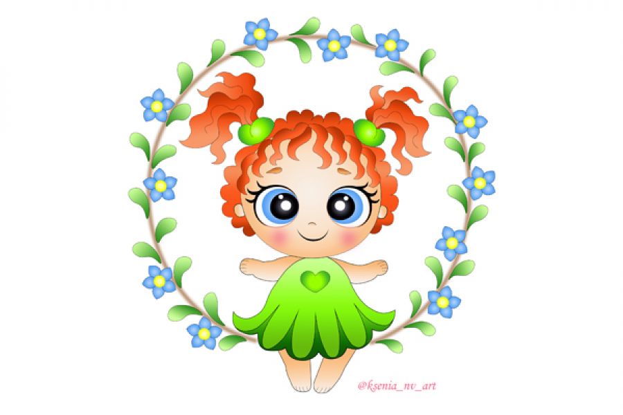 Продаю: Иллюстрация - логотип "Девочка с цветочками" -   товар id:5302