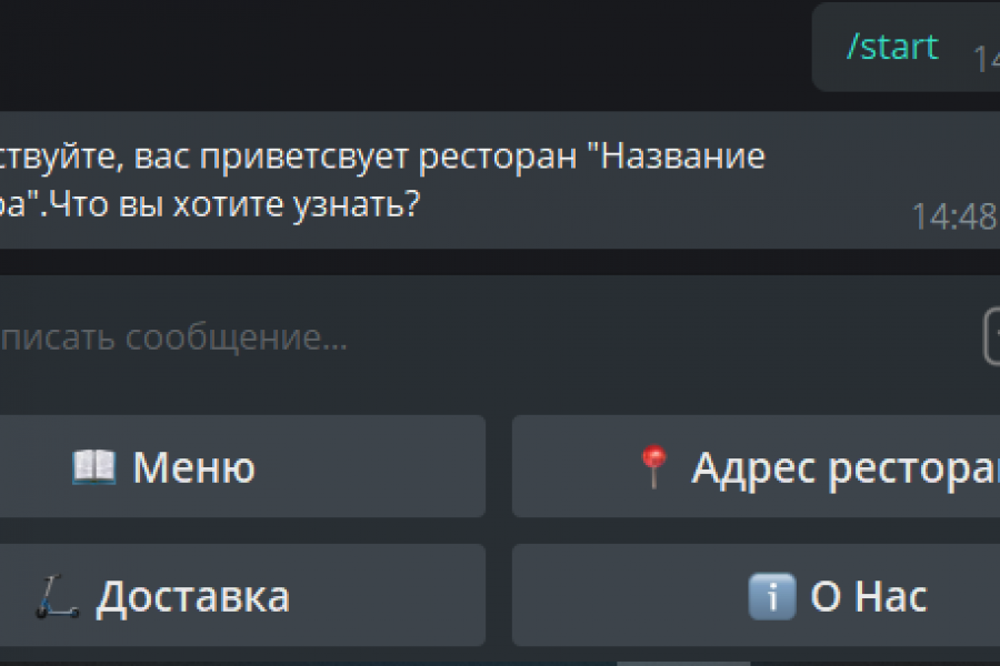 Продаю: ТГ Бот-меню для ресторана -   готовая работа на продажу :6054