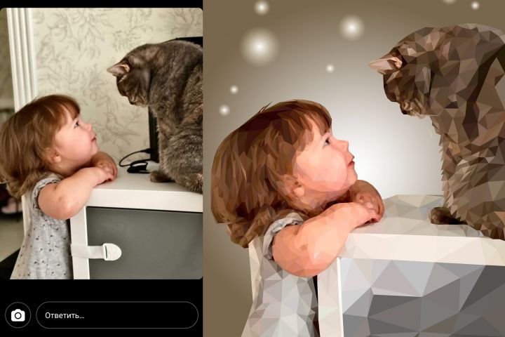 Цифровой портрет по фото. Вектор, необычный стиль - 1630817