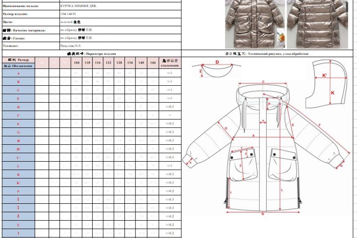 Составление ТЗ (Технического задания) на модель одежды - 1642883