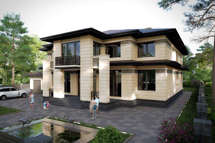 3D визуализация  экстерьера индивидуального жилого дома - 1674695