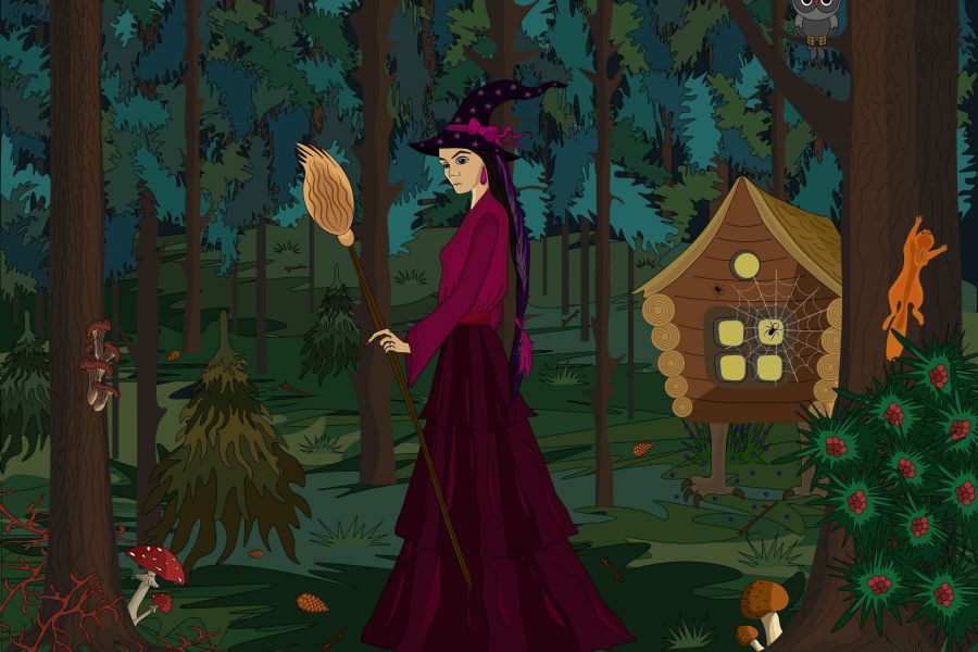 Продаю: Векторная иллюстрация "Ведьма в лесу" -   товар id:7656