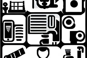 Black and white icons illustrations for exercises in an online c