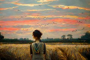 cfrid_girl_in_a_wheat_field_countryside_geese_flying_above_suns_