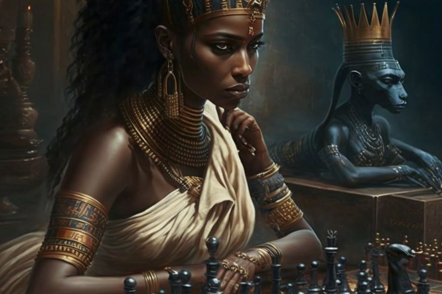 Продаю: древний египтянин, черный фараон, играющий в шахматы, интеллект, древняя африка, -   товар id:8385